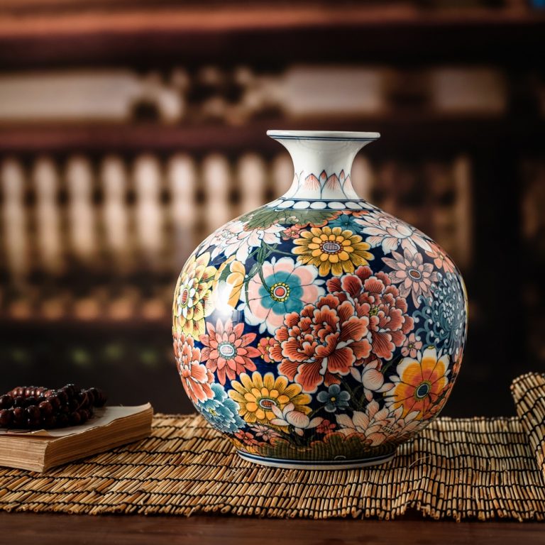 Bình Hút Lộc Ngàn Hoa Men Lam
